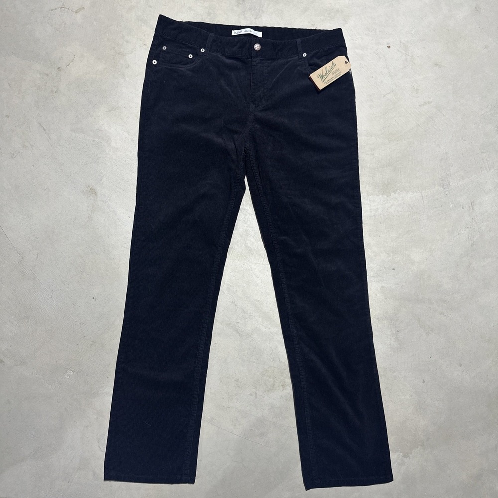 NWT $85 Woolrich Women's Black Penns Wood Cord Jean Size 14 (Actual 36x35)